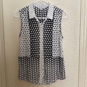 Liverpool polka dot button up sleeveless size XS
